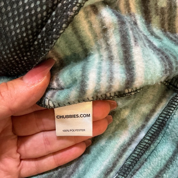 Chubbies Alpine Fleece 1/4 Zip Geometric Mock Neck Pullover Men’s XL Teal Green - Picture 7 of 8